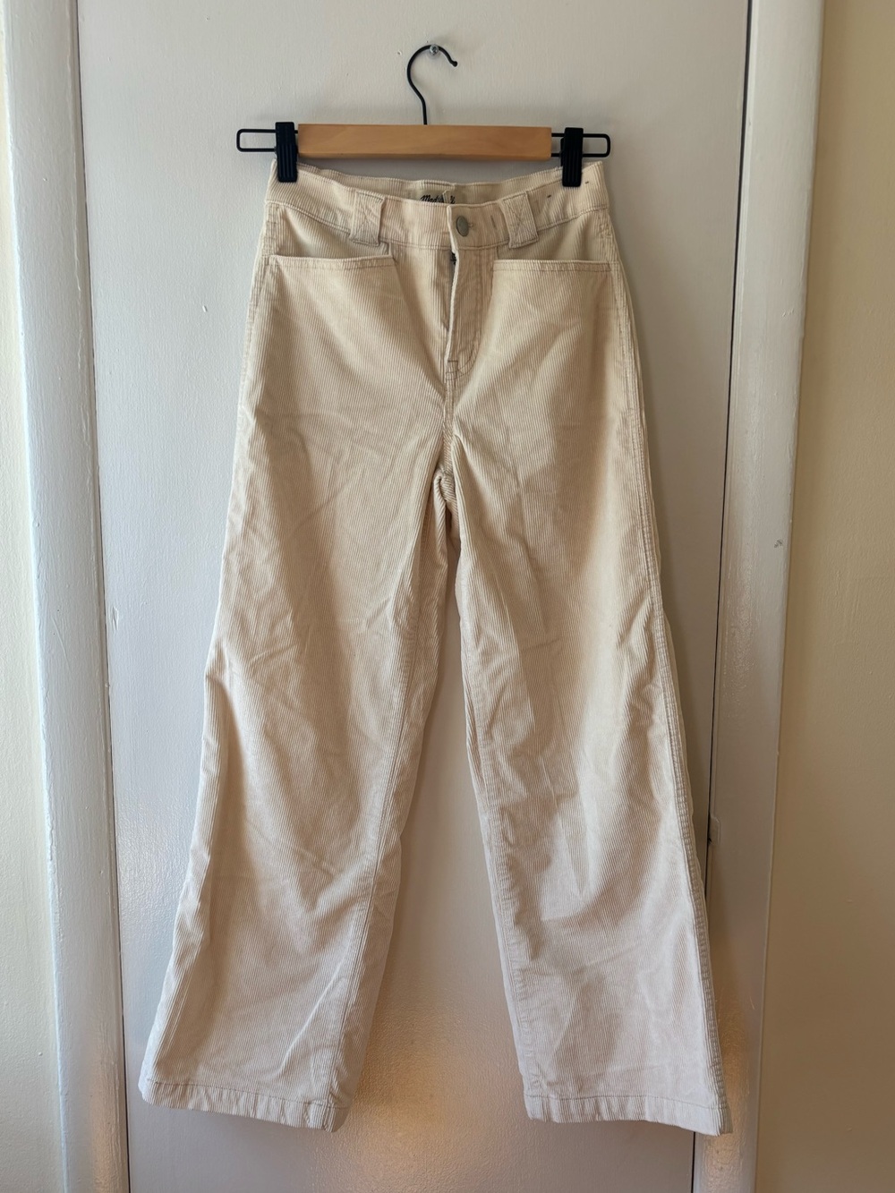 Madewell White Corduroy Emmett Wide Leg Pants